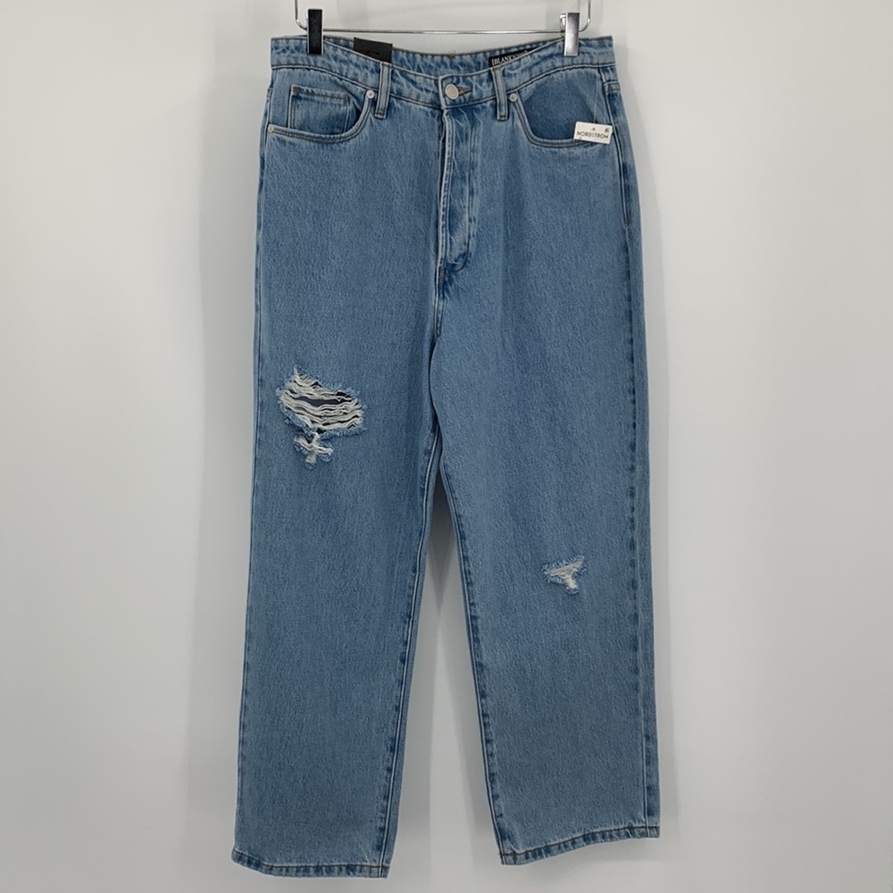 Blank NYC Baxter ribcage wide straight leg jeans denim distressing wide new 31
